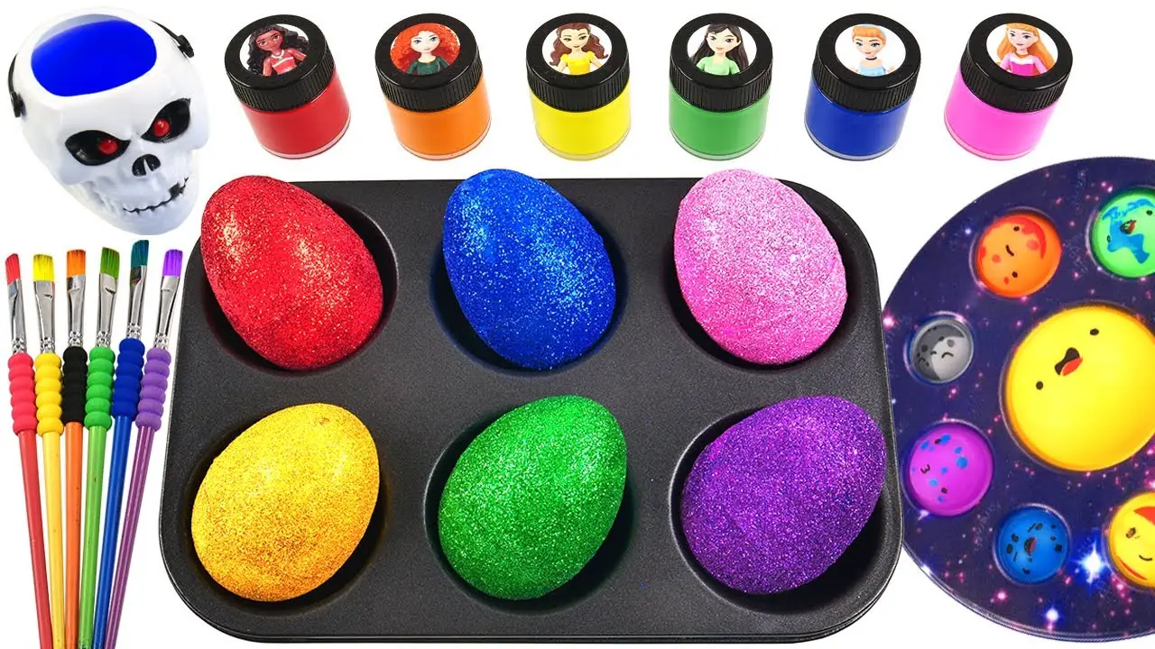 Satisfying Video l How to make Rainbow Lollipop Skull with Slime Eggs into Galaxy Cutting ASMR #01